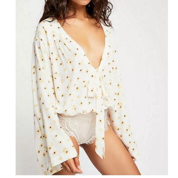 Free People Fourties Feels Printed Body Suit - Picture 2 of 8